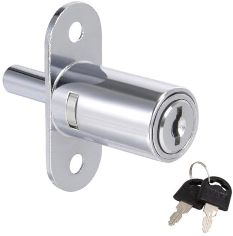 Recogwood 32mm Cylinder Length Push Plunger Lock, 19mm Cylinder Diameter Zinc Alloy Cylinder Cabinet Lock with Keys for Drawer Desk Wardrobe Cabinet, Keyed Different