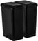 Recycling 45 Litre Set of 2 Waste Utility Plastic Bins Interlocking Clips Lift and Swing Black Bin, 2 x 45L Bins