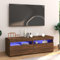 TJROO TV-Schrank mit LED-Lichtern, Eiche, Braun, 120 x 35 x 40 cm, mehrschichtiges Holz, Schrank mit LED, Loungeschrank mit Türen, TV-Schrank, TV-Schrank, Vitrine