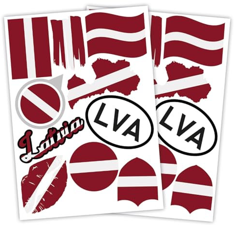 Finest Folia 2er Set DIN A4 Länderaufkleber Fahne Aufkleber Länderfahne Flagge für Auto Motorrad Sticker Länderflagge selbstklebend wetterfest R217 (33 Lettland)
