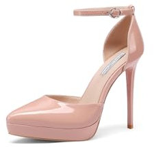 QUEEN HELENA Décolleté con Plateau Scarpe con Tacco a Spillo Casual Eleganti Donna K3364 (Nude, Sistema Taglie Calzature EU, Adulto, Donna, Numero, Media, 39)