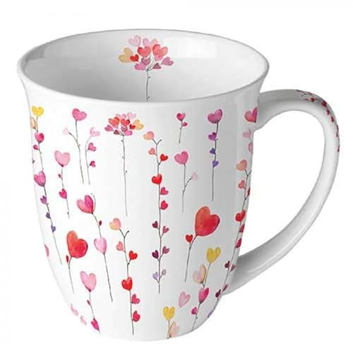 Ambiente Becher Herzgirlanden ca. 400 ml Mug Herz Kollektion Blumen Tee/Kaffee Tasse, Porzellan, Sommmer/Frühling Motive - Ideal Als Geschenk, 18418160