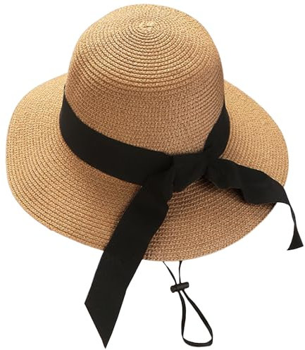 NYGGTYK 1 chapeau de soleil pour femme - Chapeau d'été - Chapeau de cowboy - Protection solaire UPF 50+ - Protection UV - Parfait pour les vacances, la plage, beige, taille unique