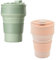 2 Stück Faltbare Becher, 350 ML Tragbare Tasse Silikon, Faltbarer Kaffeebecher, Bpa-Frei Faltbare Reisebecher, für Picknick, Camping, Wandern, Reisen, Grün, Rosa