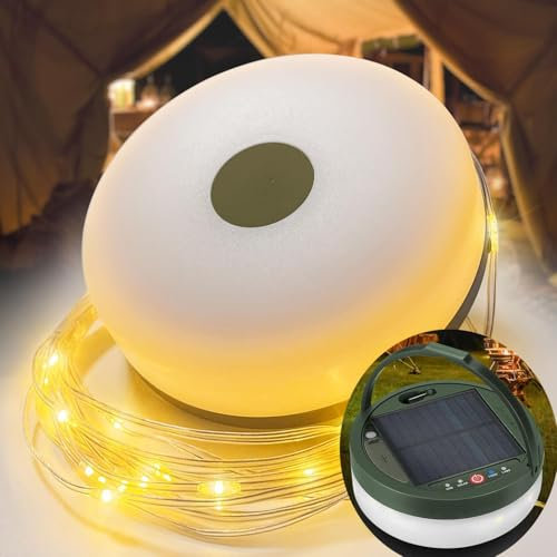Exterior solar impermeable portátil retráctil String Light, 3 en 1 Camping string Light, 8 modos de iluminación (40 pies) al aire libre, luz solar / USB lámpara de tienda recargable para