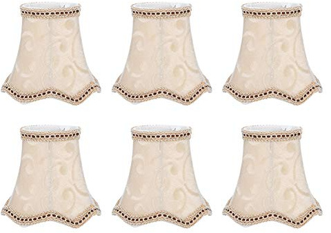 6 Stück Kleine Lampenschirme, E14 Kerze Kronleuchter Lampenschirm Clip-On Stoff Hängelampen Lampenschirme für Schlafzimmer, Wohnzimmer, Wohnheim, Büro(Aprikose)