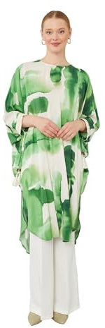 levidor Tunika für Damen, lässig, lang, Hijab, locker geschnittenes Oberteil, Tunika, bescheidene Damenhemden, Grün , M-XL
