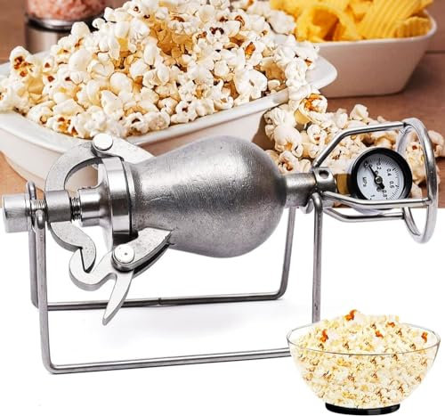YIJIEHH Máquina De Palomitas De Maíz De Alta Presión con Asa - Estilo Vintage Nostalgia - Amplificador De Grano De Acero Inoxidable - Máquina De Palomitas Pequeña para El Hogar-300ml