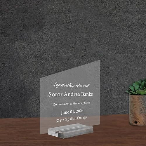 Pahdecor Placa personalizable de premios y trofeos personalizables, para actividades, acrílico esmerilado, personalizable, múltiples formas, estilo 3 (7 x 10 pulgadas)