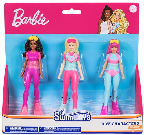 SwimWays Barbie Lot de 3 personnages de plongée pour enfants à partir de 5 ans