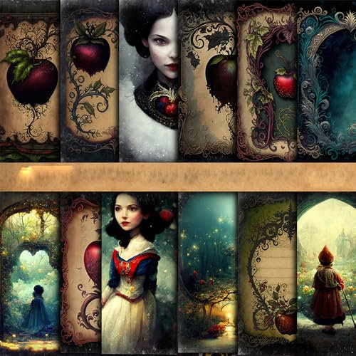 Scrapbook Vintage Style gemustertes dekoratives Papier Journaling Supplies für die Herstellung von Junk Magazine dekorative Karten Album Hintergründe Stempel (T14-12 Stück, 14X18CM)