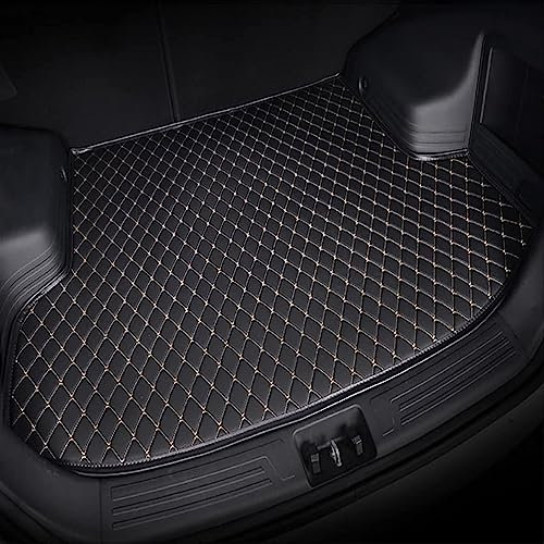 KDUSNA Auto Kofferraummatten für Ford Focus Turnier II 2005-2010, rutschfeste Teppiche für Kofferraumabdeckungen, wasserdichte Kofferraumschutzmatte aus Leder,A Black-beige