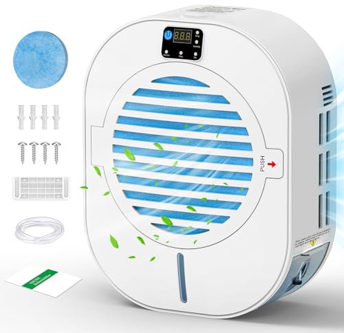 NIUXX Deshumidificador Portátil con Pantalla Digital de Humedad, Pequeño Deshumidificador Silencioso Inteligente para Baño Dormitorio, con Drenaje Continuo y Sistema de Filtrado