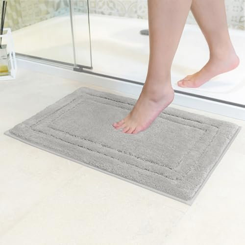 Decomira Badematte rutschfest | Als Badteppich Set kombinierbar | WC-Teppich Badezimmer-Teppich Bad-Vorleger waschbar | Duschvorleger waschbar Bad-Garnitur | Grau - 40x60 cm
