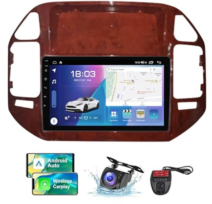 ZZPHKK Android 13 Carplay Android Auto Car Radio 2 DIN für Mitsubishi Pajero V70 V60 1999-2006 FM RDS DAB+ Car Radio mit Screen 9 Zoll Unterstützung DSP Equalizer/BT 5.0/Rear View Camera(B,NF-3)