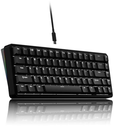 Chilkey ND65 Wired Aluminum Mechanical Keyboard, 65% Layout Portable Gaming Keyboard, PBT Doubleshot Keycaps, Hot Swappable Custom Key Board for Laptop and Office PC - Black