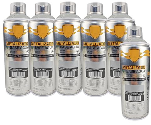 various - Pintura Spray Base Agua 400ml,Ecológica y Sin Olor,Para Muebles,Metal,Plástico y Madera,Colores Duraderos,Cobertura Uniforme - Plata Metalizado,6 unidad