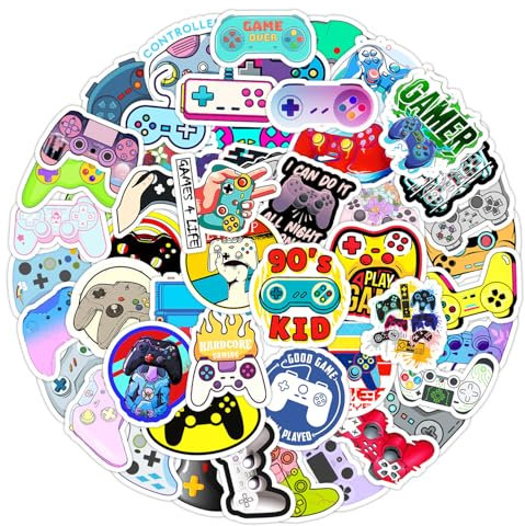 50 Pcs Gamepad Kids Stickers, Personalized Gaming Stickers for Kids Teens, Waterproof Vinyl Decals for Water Bottle Laptop Phone Skateboard Scrapbook Luggage