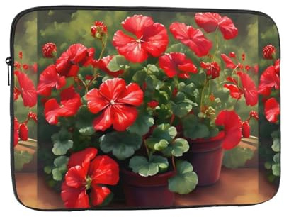 Red Geraniums Laptop Sleeve Case 17 Inch Suitable for Notebook Computer Tablet Traveling Carrying Simple Case