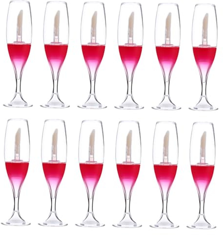 ERINGOGO Tube De Brillant à Lèvres Rechargeable 12 Pcs 8 Ml Mini Bouteille Forme Verre à Vin Rouge Portable Pratique Pour Cosmétiques Bouchon