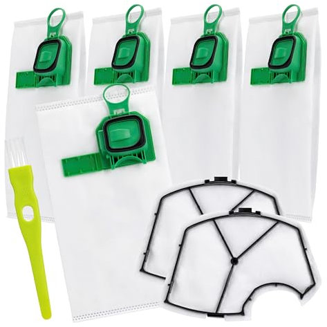 Kit Sacchetti Folletto VK150 VK140-5 Sacchetti Aspirapolvere Folletto, Include 2 Filtri, 1 Spazzola