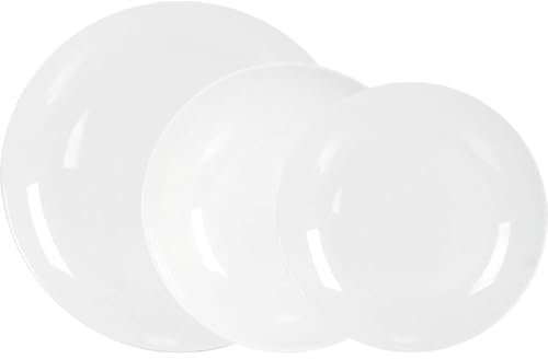 La Mediterránea Vajilla completa 12 Piezas de Vidrio Templado, Incluye 6 Platos Llanos de 26.5 cm, 6 Platos Hondos de 23 cm y 6 Platos de Postre de 19 cm, Colección Whom