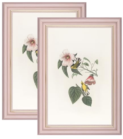YoHyien Bilderrahmen Vintage 20x30 2er Set, Retro Fotorahmen zum Aufhängen und Aufstellen, Shabby Chic Postkarten Rahmen für Den Schreibtisch, Picture Photo Frame for Wall (Rosa, 20 x 30 cm)