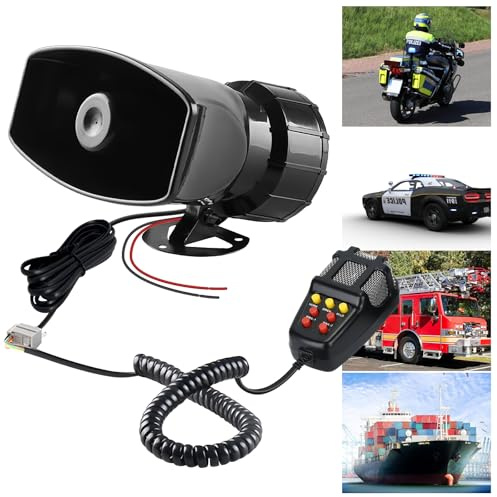AutoS Sirsene Lautsprecher,12V 100W 7 Ton Sound Hupen,Autossirene Mit Mikrofon,Autossirene Hupe,Sound AutoS Sirene,Auto Sirene Horn Für Auto,Motorrad,Van,Boot,LKW