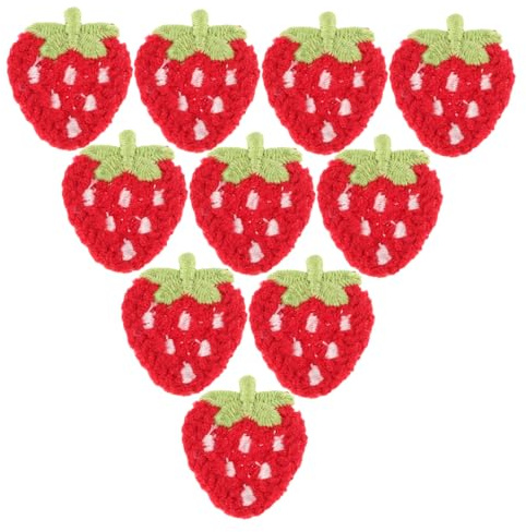 Mikinona 10 Stück Erdbeer Bügelflicken Handgefertigte Gestickte Applikationen Für Kleidung Taschen Und Accessoires Kleine Frucht Stickflecken Zum Aufbügeln Für Damen Und Mädchen Diy