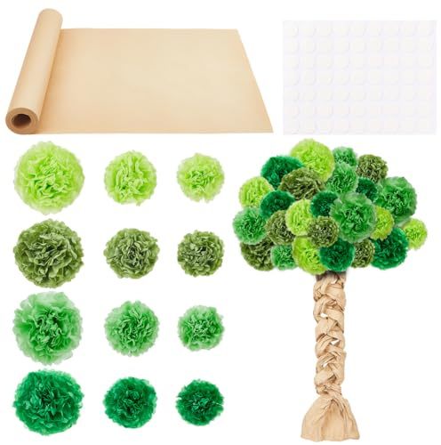 AHANDMAKER Ensemble de tableau d'affichage 3D en carton pour salle de classe - 1 rouleau de papier avec 28 pompons en papier - Décoration murale 3D pour salle de classe, tableau noir, décoration de
