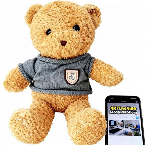 GiDaCom Orsacchiotto con Telecamera WiFi – Baby Monitor 4K e 1080P con Visione in Tempo Reale, Rilevamento Movimento con Notifiche, Supporto Micro SD 128GB, App Allcam365
