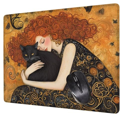 Tapis de Souris Orange 300x250x3mm Abstrait Tapis Souris, Base en Caoutchouc Antidérapante sous Main Bureau, Durable, Lavable, Portable Mouse Pad pour Travail, Gamer, PC Accessoire Bureau H0-471