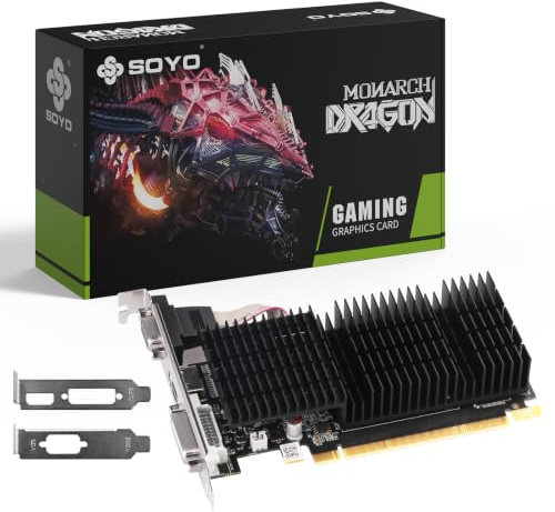 SOYO GeForce GT 710 - Scheda grafica a basso profilo da 2 GB, HDMI/VGA/DVI-D tripla uscita, 2 GB DDR3 a 64 bit, scheda video SFF a mezza altezza per PC desktop sottile, supporta Windows 11/10/8/7