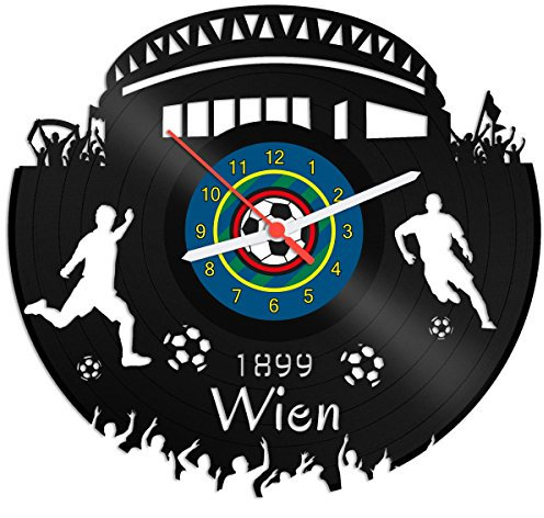 GRAVURZEILE Schallplattenuhr Wien - 100% Vereinsliebe - Upcycling Design Wanduhr aus Vinyl Made in Germany