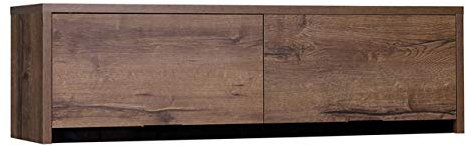 Mirjan24 Hängeschrank Reton SZWISZ R14, Wandschrank, Wandregal, Dekoschrank, Hängeregal, Buchregal, Regal (Monastery Eiche/Monastery Eiche + Schwarz Hochglanz, mit Beleuchtung)