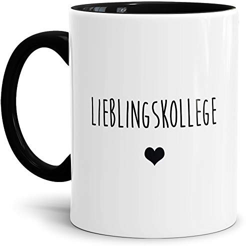 Tasse mit Spruch Lieblingskollege Lustig/Arbeit/Büro/Witzig/Geschenkidee für Kollegen/Innen & Henkel Schwarz
