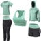 JULY'S SONG Yoga Kleidung Anzug 5er-Set Trainingsanzug Laufbekleidung Gym Fitness Kleidung (Grün, XL)