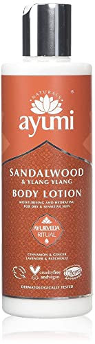 Ayumi Sandalwood & Ylang Ylang Body Lotion | Hydrating Body Lotion for Dry Skin | Aromatherapy Body Moisturiser with Lavender | Hand Cream to Soften the Skin | Moisturiser for Men & Women | 1 x 250ml
