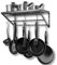 Porte-Casseroles Industrielle, Etagère de Cuisine Murale Étagère de Casserole Murale Suspendue pour Ustensiles Support de Pot avec 10 Crochets en Forme de S 60 x 25 x 25 cm