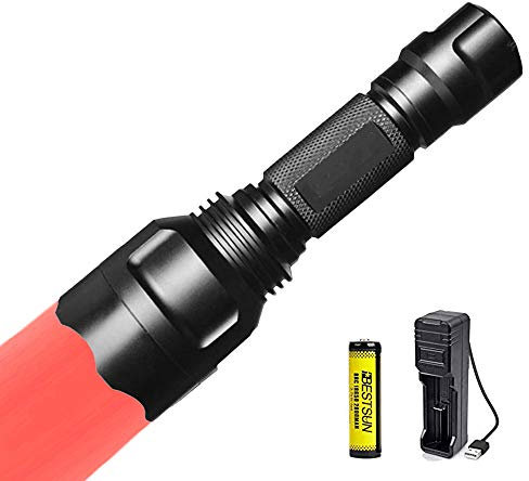 Linterna de luz roja, linterna de caza roja Linternas de señal Zoom capaz 1 Modo para visión nocturna Astronomía Pesca Aviación