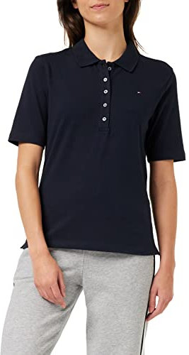 Tommy Hilfiger Women's 1985 Reg Pique Polo Ss Ww0ww37820 S/S Polos, Blue (Desert Sky), S
