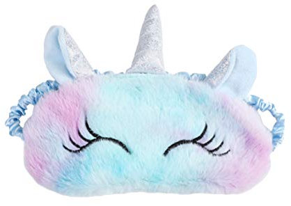 FENICAL Weicher Plüsch Einhorn Schlafmaske Augenabdeckung - Niedlicher Einhorn Schlaf Augenschirm für Kinder und Erwachsene Zuhause Reisen Schlafen - Blau