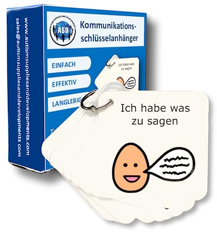 Kommunikations-Schlüsselring Nonverbale Autismus Hilfsmittel – 16 Kommunikationskarten Autismus – Robust Hochwertige Visuelle Kommunikation