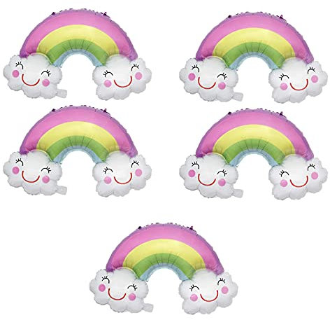 UK Phoenix Folienballon Regenbogen Smiley Wolken Hochzeit Party Dekoration Luft Helium Ballons Wolke Bunt (5pcs x Regenbogen Ballons)