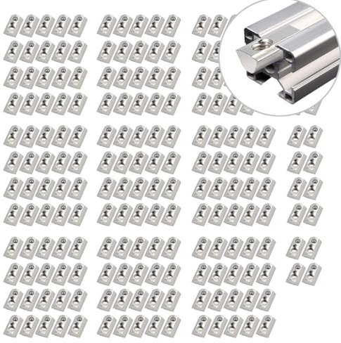 EYPINS 200 tuercas enrollables M8 T de perfil de metal de 8 mm con placa guía y bolas para 4040 4080 (acero galvanizado)