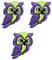 Umama Aufnäher Set mit 3 lila grünen Eule Vogel Retro Hippie Boho 70er Jahre Cartoon Aufkleber Patches Niedliche Eule DIY Applikation bestickt Nähen Aufbügeln Patch Emblem Kleidung oder Belohnung