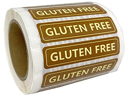 Lot de 500 étiquettes sans gluten, étiquettes autocollantes d'avertissement pour emballages alimentaires, 5,1 x 1,3 cm, 500 pièces par rouleau