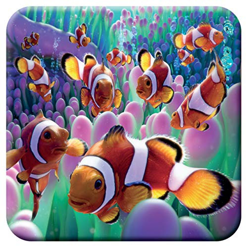 3D LiveLife sous Verre en Liège - Poisson Clown de Deluxebase. Dessous de Verre lenticulaire 3D Océan. Antidérapant avec Illustrations Originales sous Licence de L'Artiste renommé David Penfound
