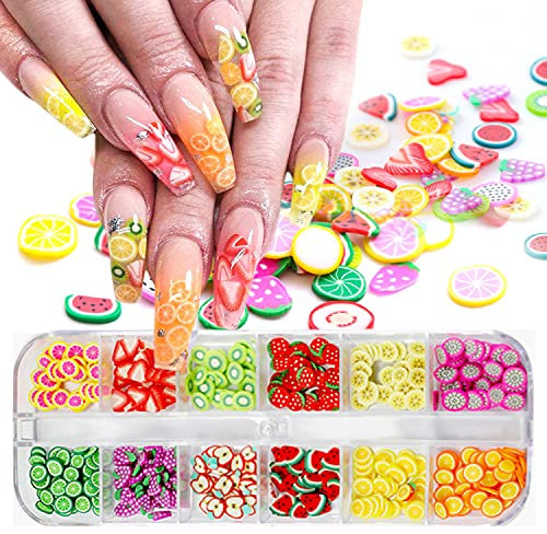 3D Fruit Nail Art Slices, Summer Fruit Slime Nail Supplies Nail Art Decorations Fruit Flakes Nail Accessories Nail Art Slice Cute Designs Decor Women Girls Manicure Supplies DIY Crafts Nail Art Fimo