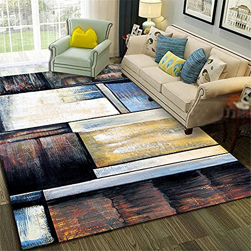 Verschleißfest Salon Teppichboden Braun Wohnzimmer Teppichbraun Unscharfer rechteckiger Retro-robuster Teppichwasserwäsche schimmelresistent staub aufnehmen Auslegware 160x230cm 5ft 3''X7ft 6.6''